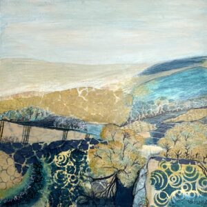 Sarah B Smith: Lost in the landscape, acrylics, collage and stencils.