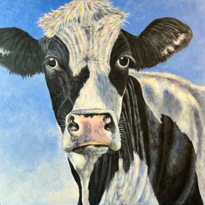 Louise Gustafson: Soulful gaze. 30cm square. £100. Acrylic on wood.