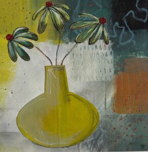 Susan Parkinson: Little Yellow Vase - Mixed Media
