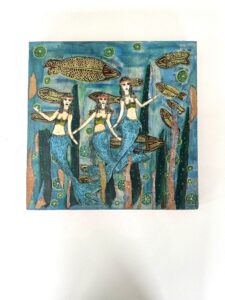 Eve-Marie Masson: ‘In the Heart of the Ocean’ Mixed media…acrylics & collage. Mystery, Vulnerability & Beauty in the Ocean.