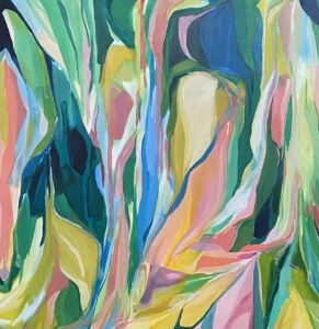 Elaine Hedges: Wild Flowers sing, oil on canvas, 100x100x1.5cm (detail)