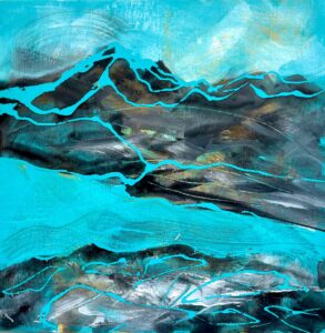 Sarah Bond OPC, WOA: Lake water lapping- mixed media on board