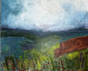 Nadia Birkbeck: The Southdowns 50 x 60cm Mixed media on canvas