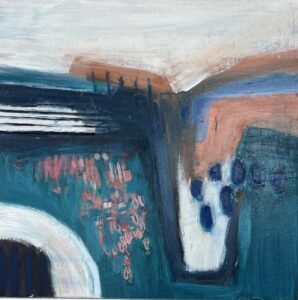 Nadia Birkbeck: Turquoise Haze 40 x 40cm Acrylic on canvas