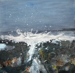 Nadia Birkbeck: Pembrokeshire Coast 50 x 50cm mixed media on canvas
