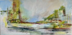 Karen Joy: Where Structure Learns to Breath Acrylic on box canvas 16x32" £325