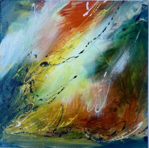 Karen Joy: Where colour Break the Silence framed acrylic 12x12" £245