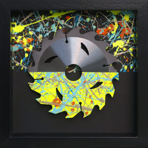 Ian Roxburgh: IR-ART-Saw Blade-Black and Dayglo Yellow