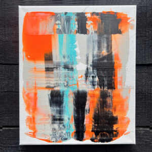 Ian Roxburgh: IR-ART#139-Painting with dayglo orange and metallic turquoise acrylic paint