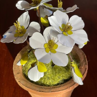 Christmas roses metal sculpture