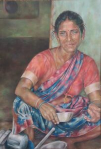 Lisa Jayne Bloomer: south Indian lady - oil painting