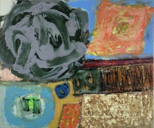 Belinda Ellis: Belinda Ellis 'Interesting Times' 2025, oil and charcoal on canvas, 64 x 77cm