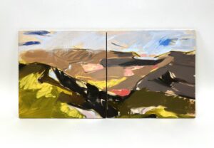 Josie Clouting: Diamond Hill Study, oil on wood (in two parts), 40 x 20cm