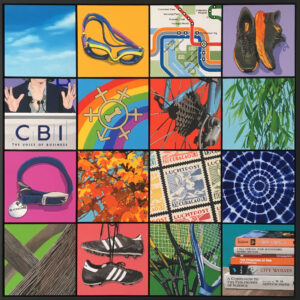 Kevin Hinton: We are family. Oil on 16 cradled panels, each 8 x 8 inches mounted together.