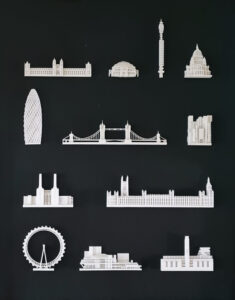 Kate Hipkiss OAS, OCG: Kate Hipkiss, Miniscape: London, handcut layered paper