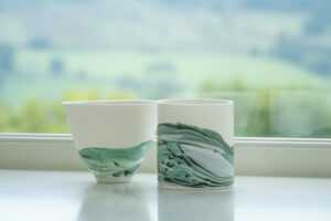 Laura Murphy: Marbled landscapes Hedgerow Grazing translucent porcelain bowl and vessel