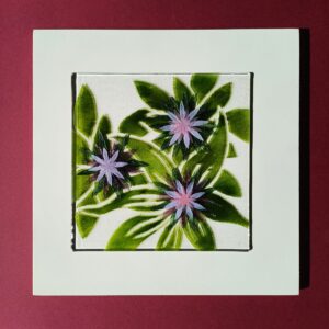Pip Stacey: Fused Glass Textured Floral wall hanging 30cm