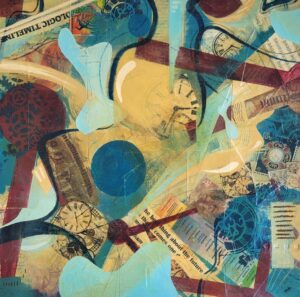 Louise Brook: Chronos II by Louise Brook. A bold mixed media abstract inspired by Time.