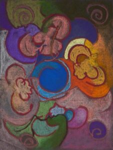 Marigold Short: 'Maiden Blew.' Soft pastel on Ingres paper. Framed size 52 x 42 cm