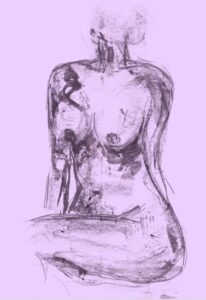 Frazer Fenton: Graphite drawing on purple background. Giclee print.