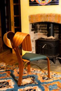 Theo Silkstone: A sculptural chair in twisting sapele made by Theo Silkstone