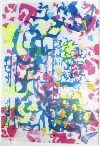 Marigold Short: 'Prayer.' Mono screen print with collage. Framed size 77 x 60 cm