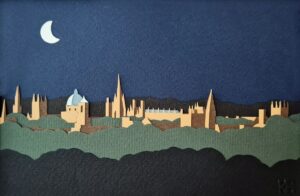 Kate Hipkiss OAS, OCG: Kate Hipkiss, Moonlight Over Dreaming Spires, handcut paper