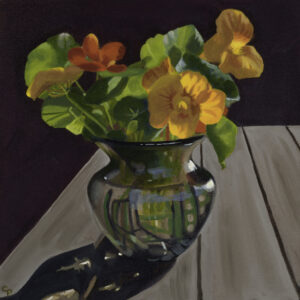 Catherine Pumphrey: Nasturtiums in autumn sunlight