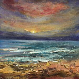 Cathryn Jeff: Ocean Bright, Mixed Media on panel, 11x11" framed, £78