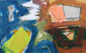 Belinda Ellis: Belinda Ellis 'Off-Kilter' 2025, 46 x 77cm, oil & charcoal on canvas