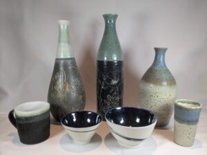Tanya Hill OCG: selection of stoneware ceramic vessels