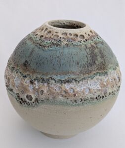 Tanya Hill OCG: Stoneware ceramic moon jar with volcanic glaze