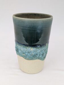 Tanya Hill OCG: Stoneware ceramic vase with green volcanic glaze