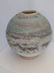 Tanya Hill OCG: Stoneware ceramic moon jar with volcanic glaze