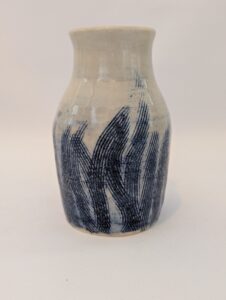 Marcus Wattam: Vase. Stonewear. Cobalt swirl with transparent glaze.