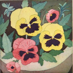 Claire Drinkwater OAS, OPC: Pansies. 3 plate etching. 15 x 15cm. Unframed £115