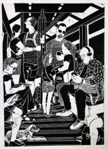 Hannah Farncombe: Linoprint of Paris Metro