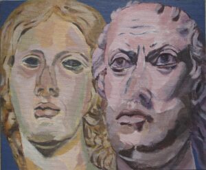 Mary Haynes SOA: Dionysus and Sophist.  acrylic, 2021