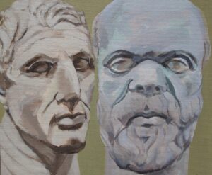 Mary Haynes SOA: Menander and Socrates. acrylic, 2021