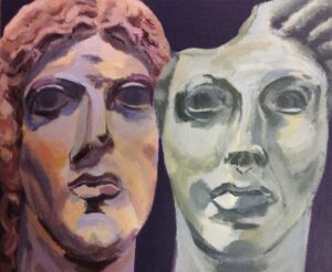 Mary Haynes SOA: Apollo and Artemis. acrylic, 2021