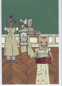 Lizzie Waterfield: The Bennet Sisters, print and paper collage, 2015 (Sold)