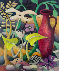 Suzanne O'Driscoll: Ruby Jug, oil on wood, 20x30cm