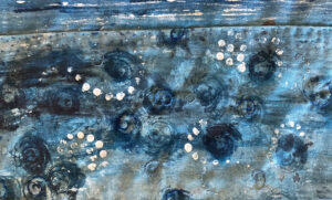 Melissa Orrom Swan WOA: Seascape II. Mixed media wall piece. Framed