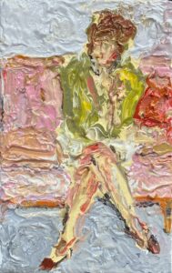 Howard Aspden: Seated Figure. Oil on Wood