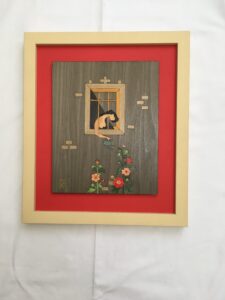 Gabriella Blakey OCG: Gabriella Blakey 'Solitude (pendant with Belonging)' - Marquetry: Coloured veneer inlaid wood panel