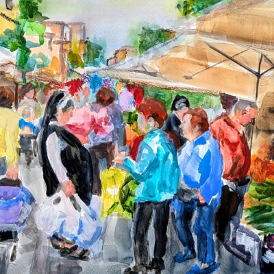 Spring Market. Watercolour 40x30cm £150