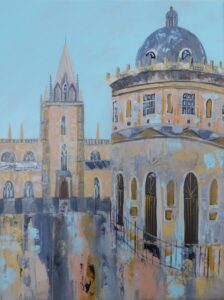 Elaine Allender: St Mary's and the Rad Cam, acrylic on canvas, 30cm x 40cm, £175