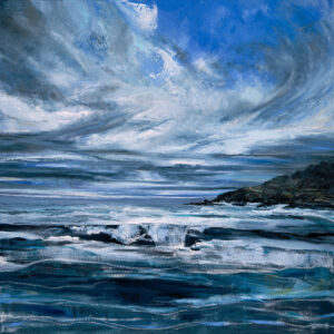 Ros Murphy: Seascape "Stormy Skies" Ltd Ed prints available from £165, 100x100cm oil (orig.sold)