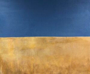Guy Barkley-Smith: Summer of 22, acrylic on jute, 110 x 90 cm.