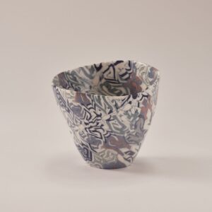 Suri Poulos: Nerikomi Percelain Tall Bowl - Purple Swirls Pattern